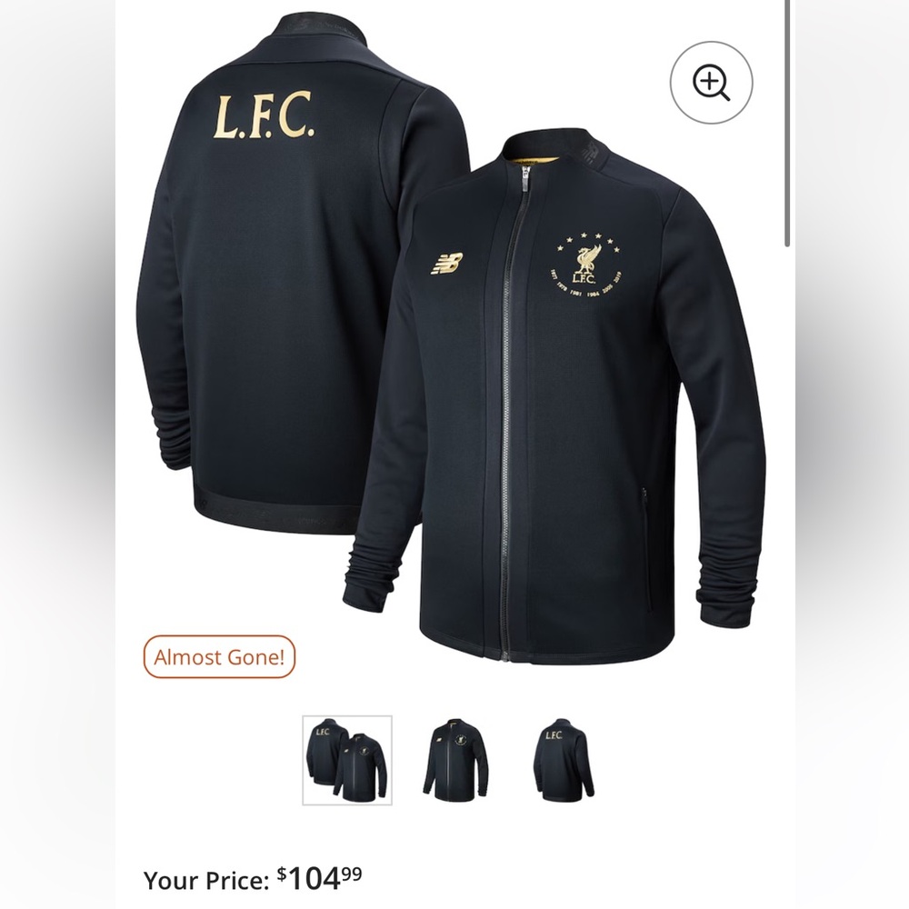 New Balance Liverpool FC LFC 6 Six Time Champions League Jacket Black Authentic